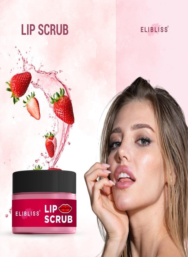 Elibliss Strawberry Lip Exfoliating Scrub for Dark, Dry & Chapped Lips Pack of 2 - Image 4